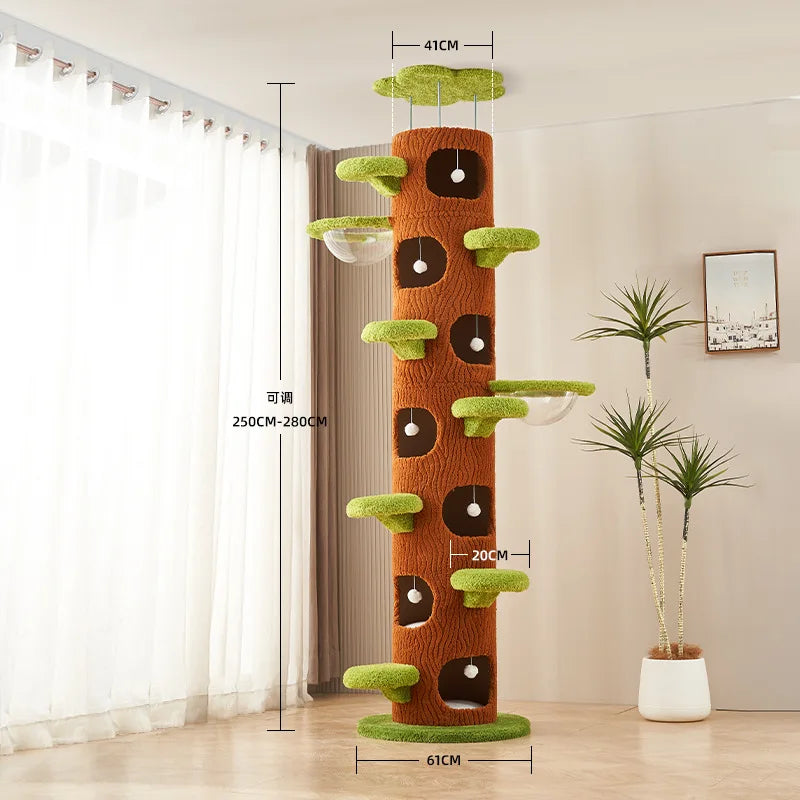 Cat Tree Adjustable Height Integrated Nest Climbing