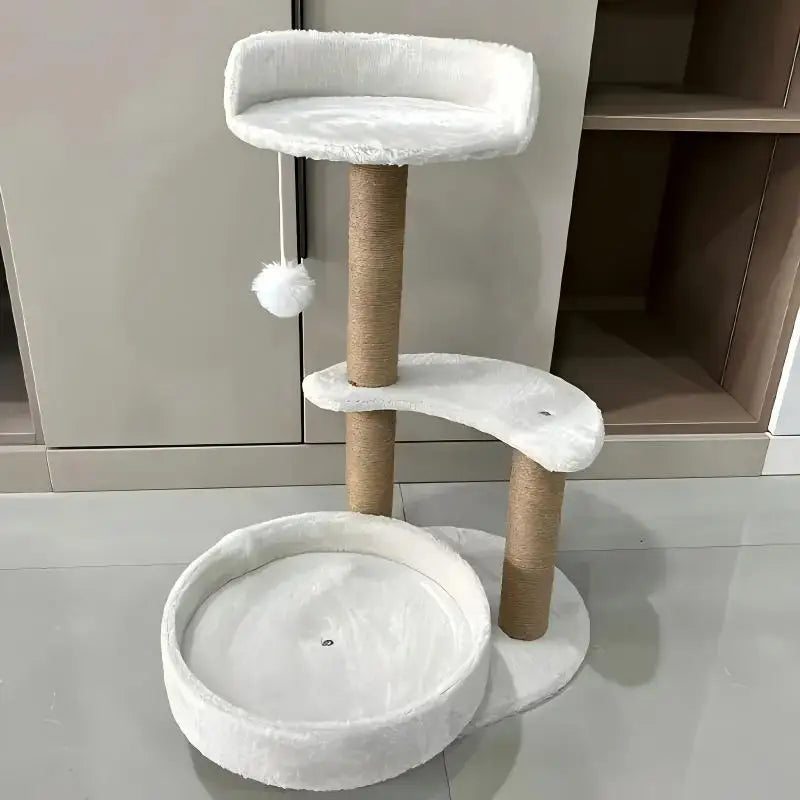 Cat Tree Tower with Scratching Post Plush Perch Wood Sisal