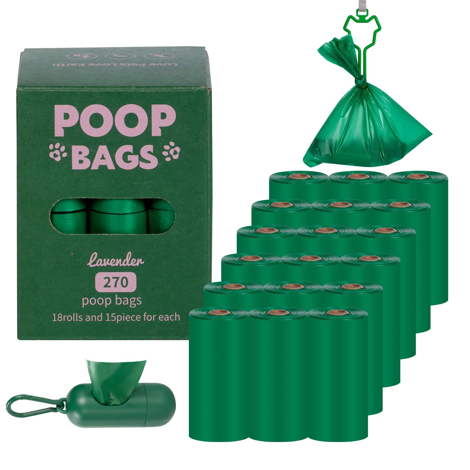 2024 New Manufacturer Custom Pet Waste Disposal Bag Biodegradable Leak Proof Extra Thick Lavender Scented Dog Poop Bags 270