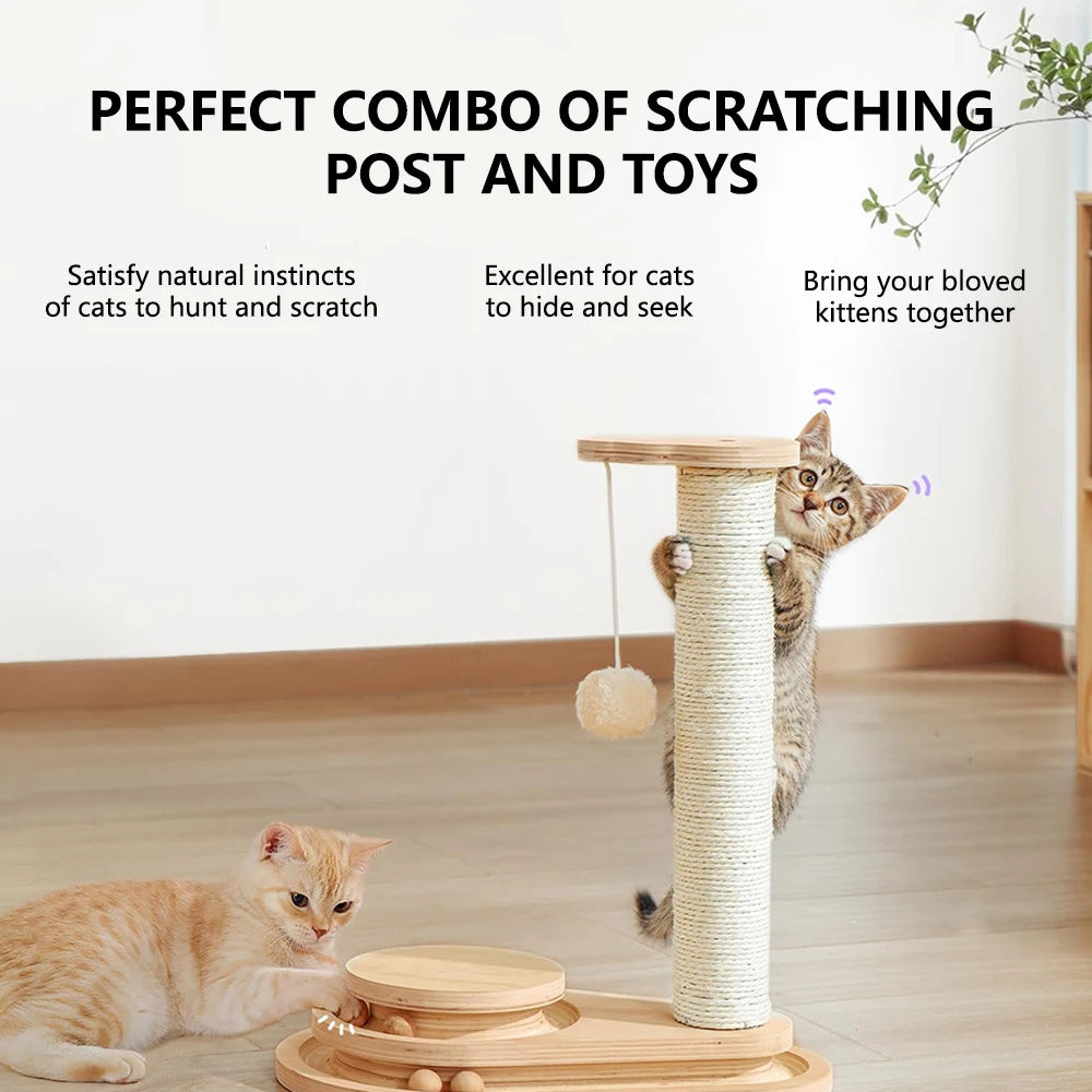 Cat Natural Japanese Sisal Scratcher Post Cat Toy Puzzle 17 inch