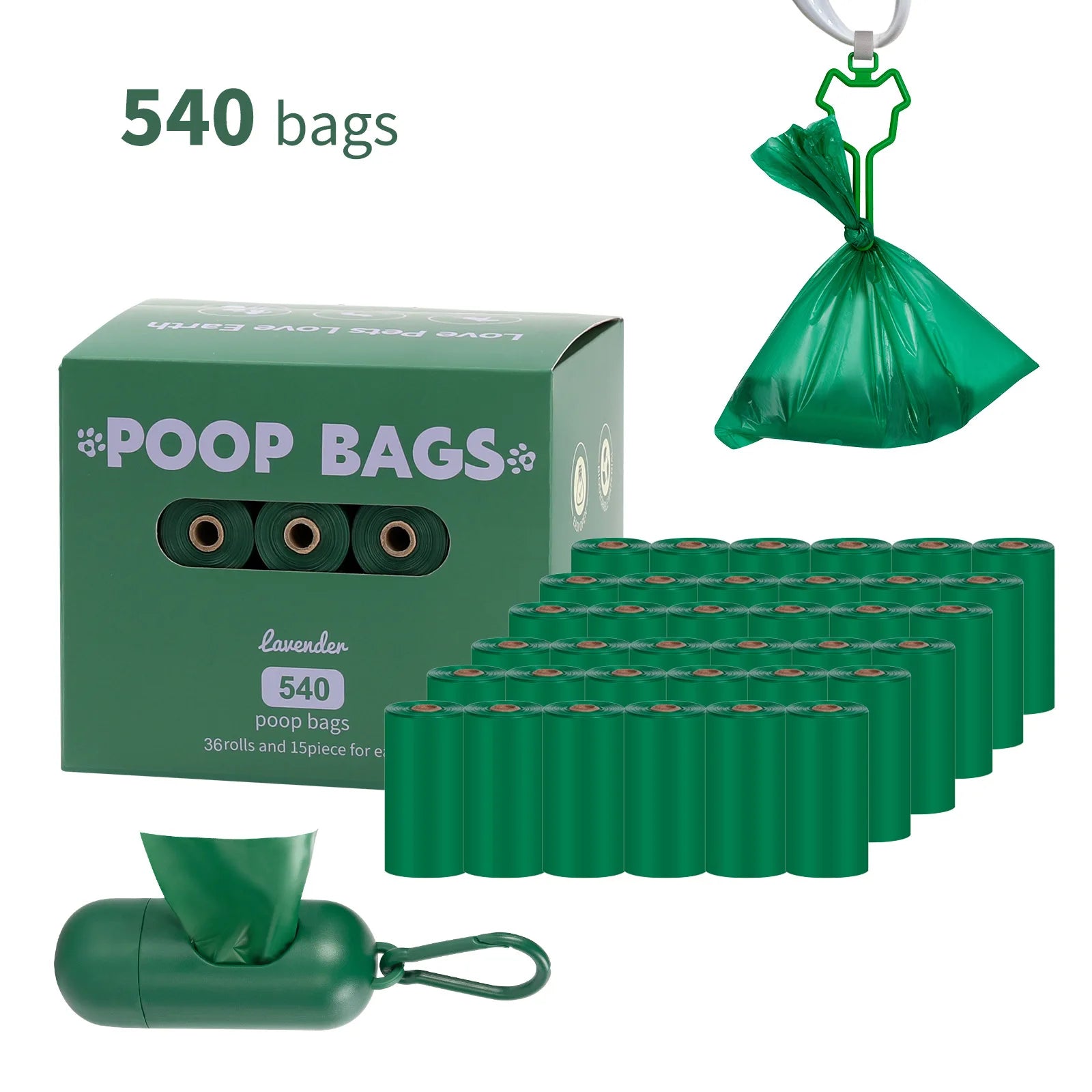 2024 New Manufacturer Custom Pet Waste Disposal Bag Biodegradable Leak Proof Extra Thick Lavender Scented Dog Poop Bags 270
