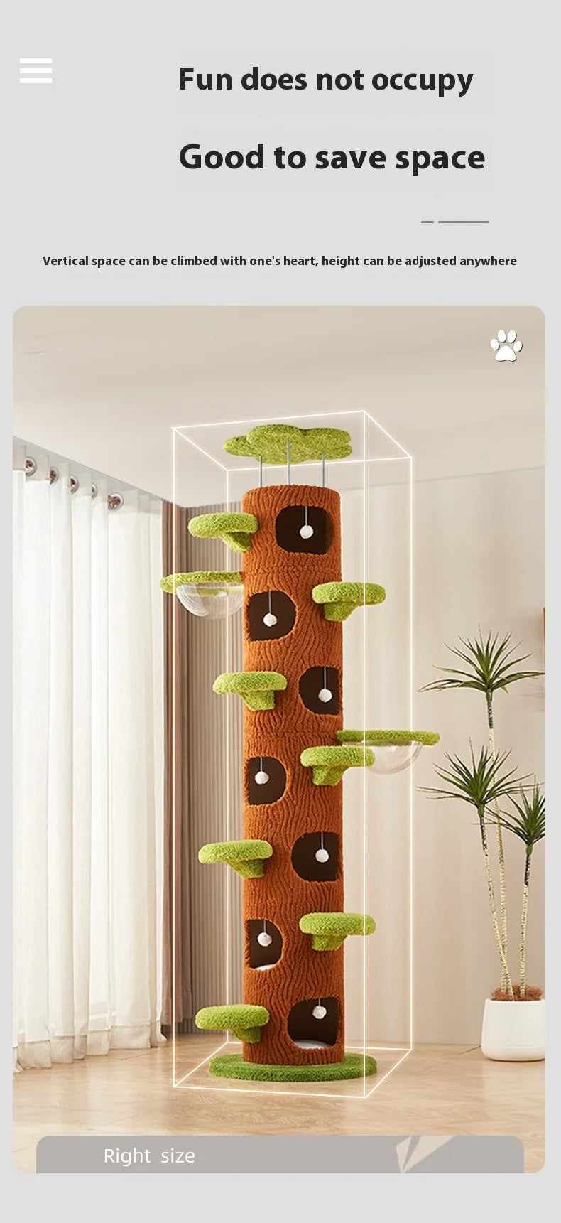 Cat Tree Adjustable Height Integrated Nest Climbing