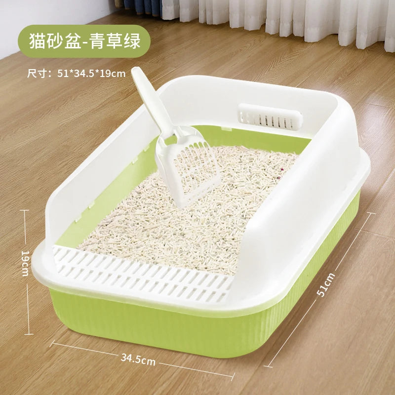 Cat High Border Splash Proof Litter Box Cleaning Convenient Cat Litter Tray Pet Toilet Plastic Cat Litter Box