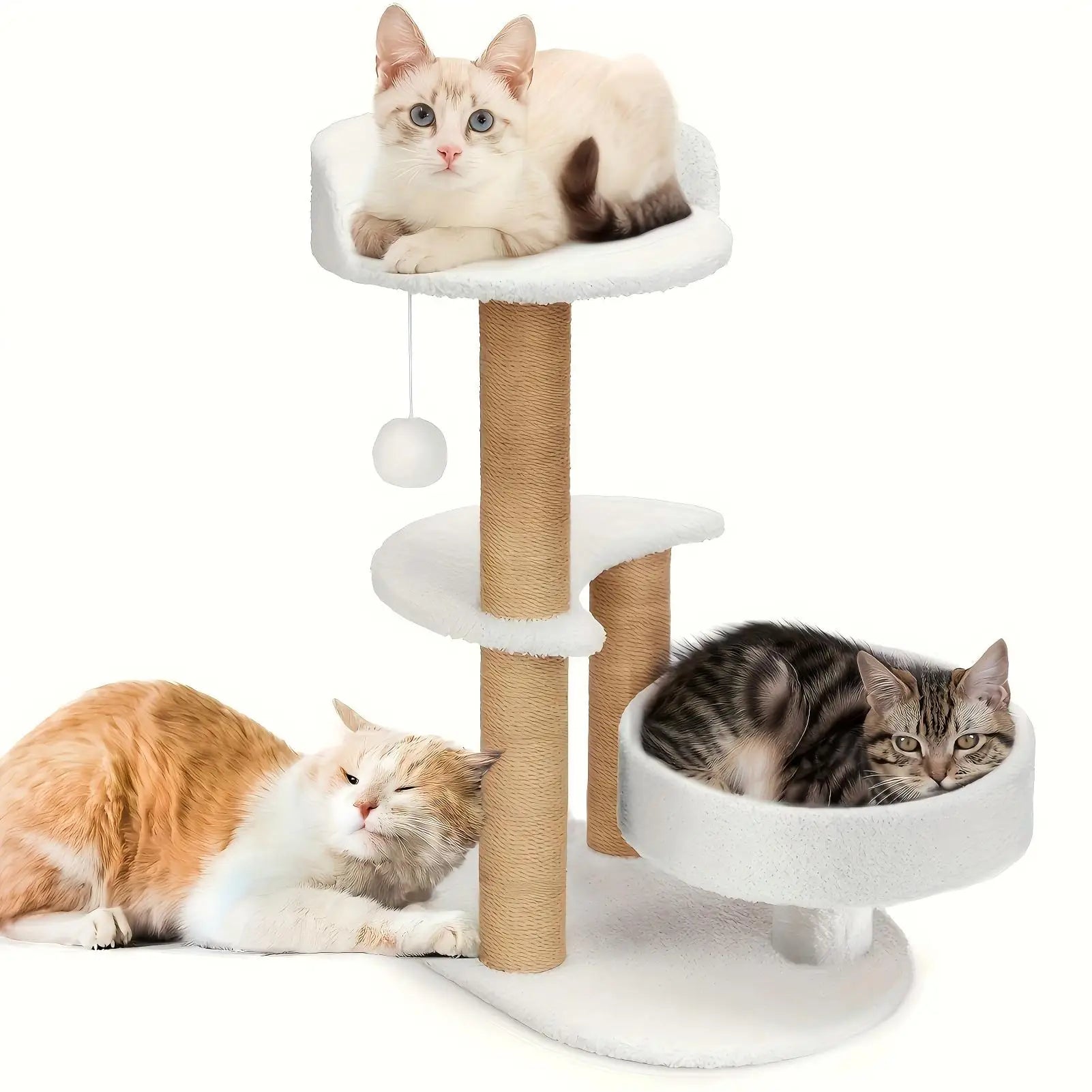 Cat Tree Tower with Scratching Post Plush Perch Wood Sisal