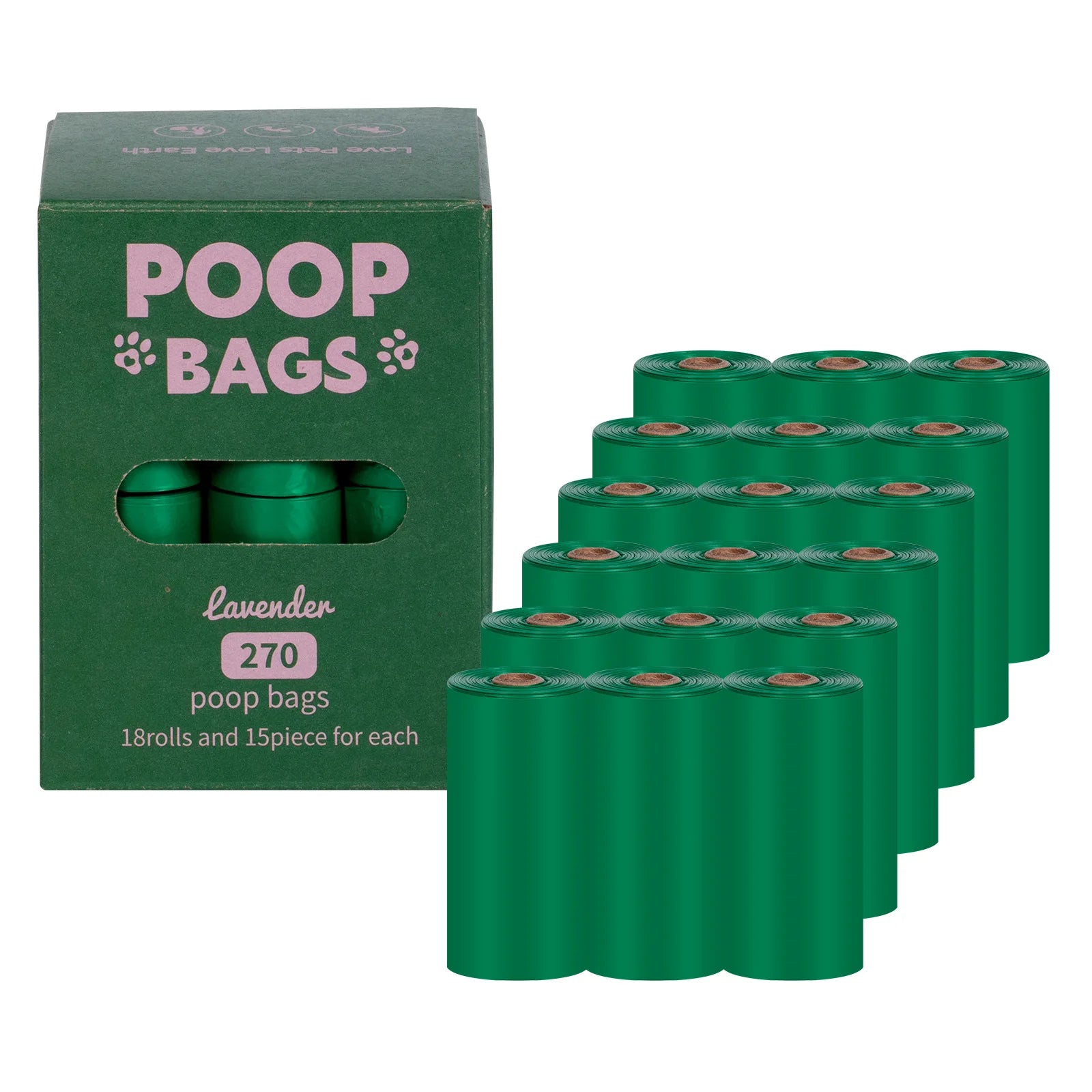 2024 New Manufacturer Custom Pet Waste Disposal Bag Biodegradable Leak Proof Extra Thick Lavender Scented Dog Poop Bags 270