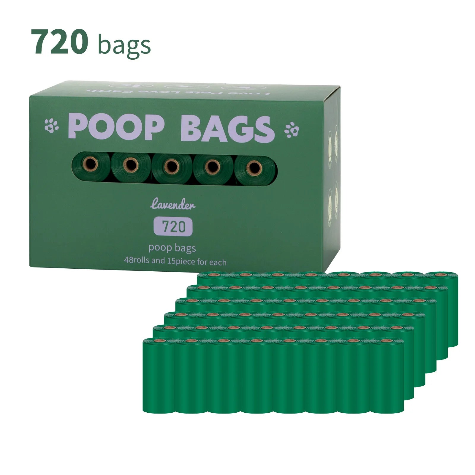 2024 New Manufacturer Custom Pet Waste Disposal Bag Biodegradable Leak Proof Extra Thick Lavender Scented Dog Poop Bags 270