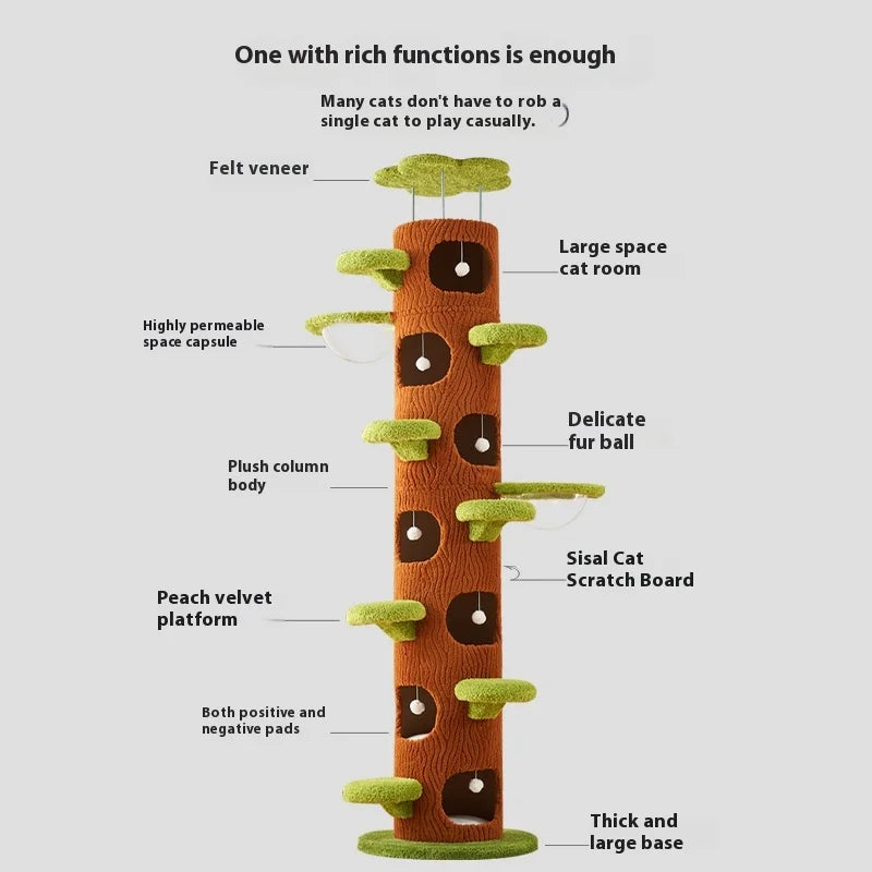 Cat Tree Adjustable Height Integrated Nest Climbing