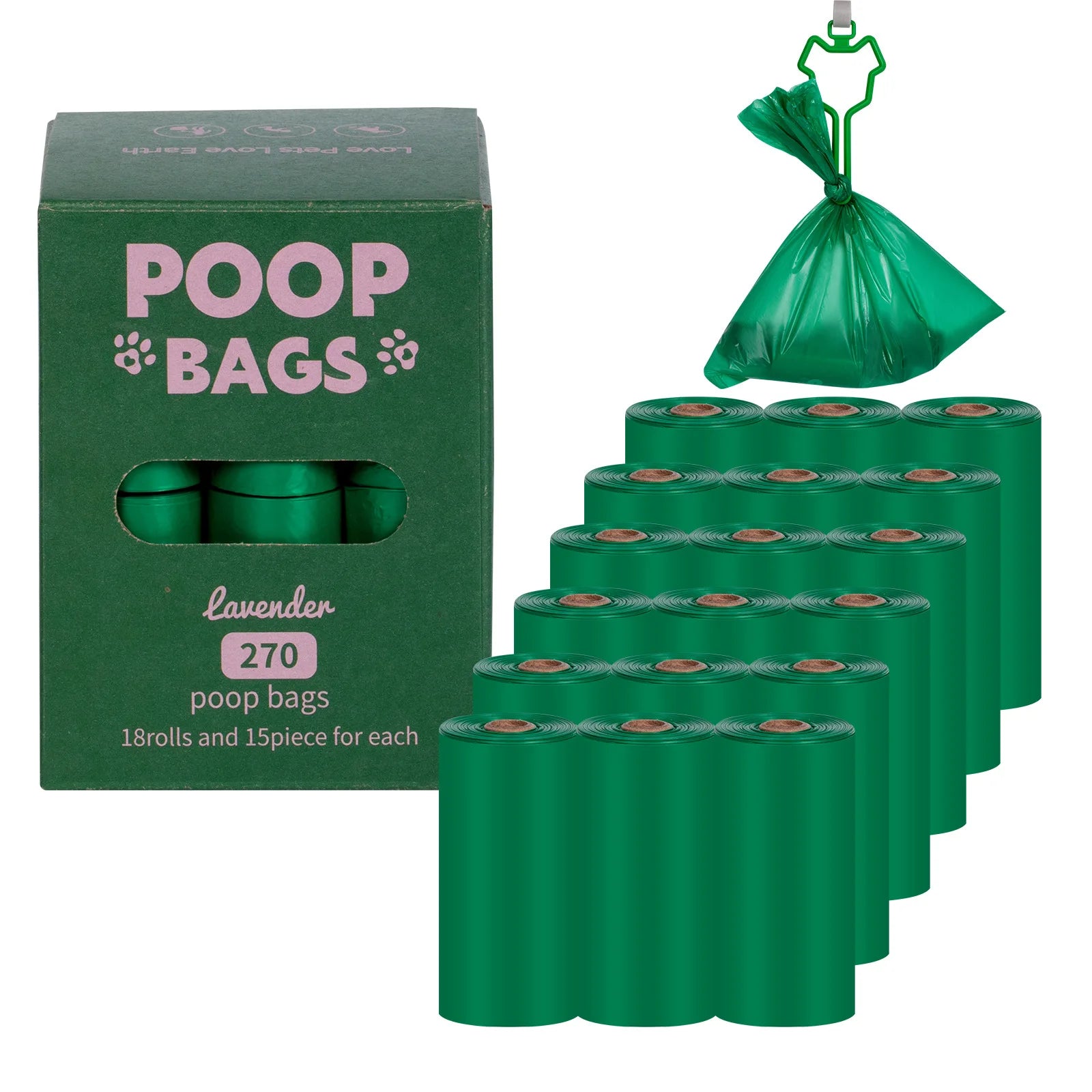 2024 New Manufacturer Custom Pet Waste Disposal Bag Biodegradable Leak Proof Extra Thick Lavender Scented Dog Poop Bags 270