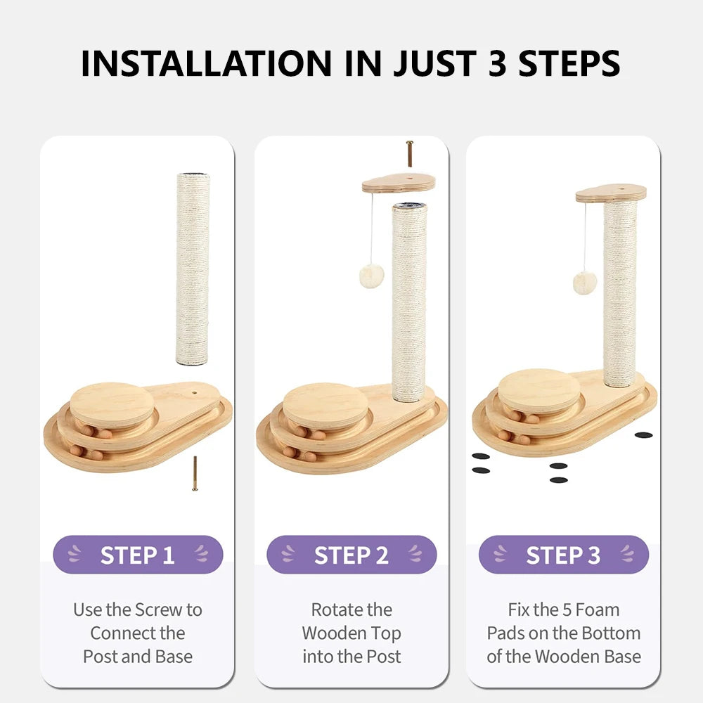 Cat Natural Japanese Sisal Scratcher Post Cat Toy Puzzle 17 inch